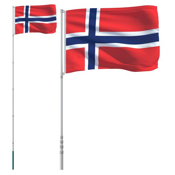 vidaXL Norsk flagg og stang 5,55 m aluminium