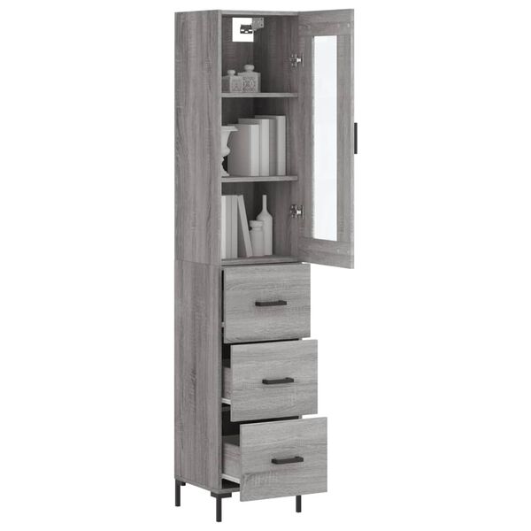 vidaXL Highboard gr&aring; sonoma 34,5x34x180 cm konstruert tre