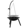 vidaXL Ildsted med justerbar grillrist ⌀55,5 x 107,5 cm St&aring;l Svart