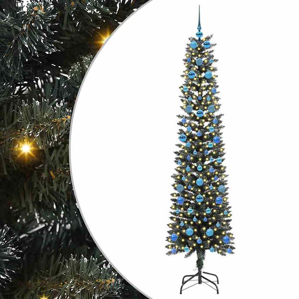 vidaXL Kunstig juletre med 300 LED gr&oslash;nn 210 cm PVC og plast og st&aring;l