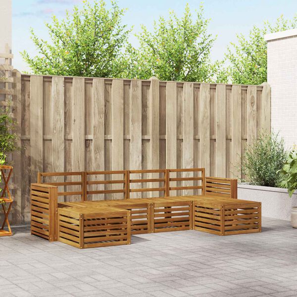 vidaXL Sofasett 6 pcs Naturlig Solid akasietre