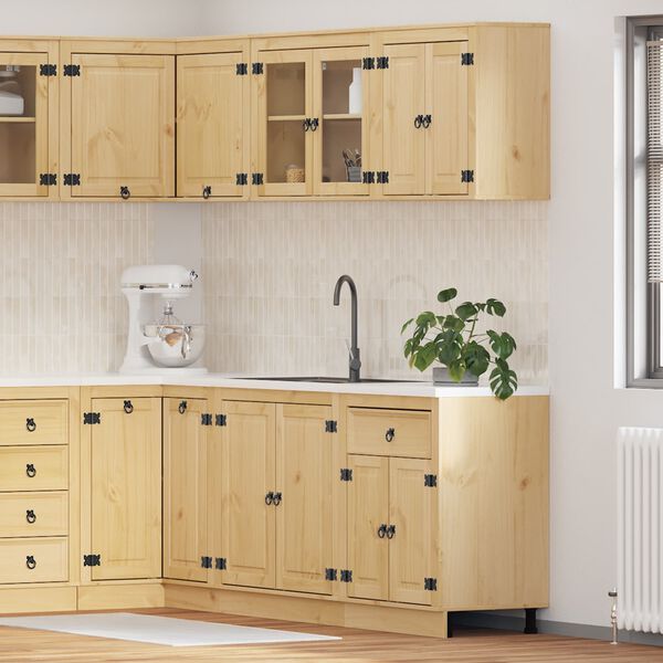 vidaXL Kabinett med hylle med lagring 4 pcs Honning Massiv furu