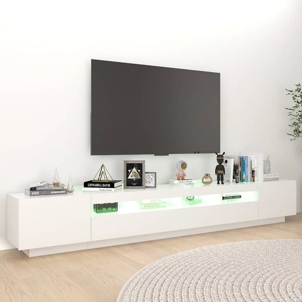 vidaXL TV-benk med LED-lys hvit 260x35x40 cm
