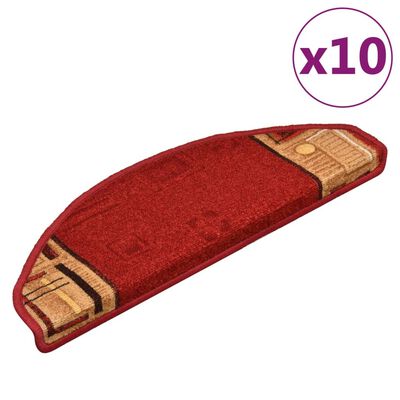 vidaXL Selvklebende trappematter 10 stk 65x25 cm rød