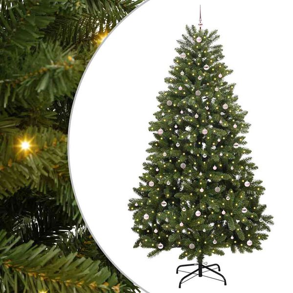 vidaXL Kunstig juletre med 300 LED gr&oslash;nn 300 cm PVC og metall