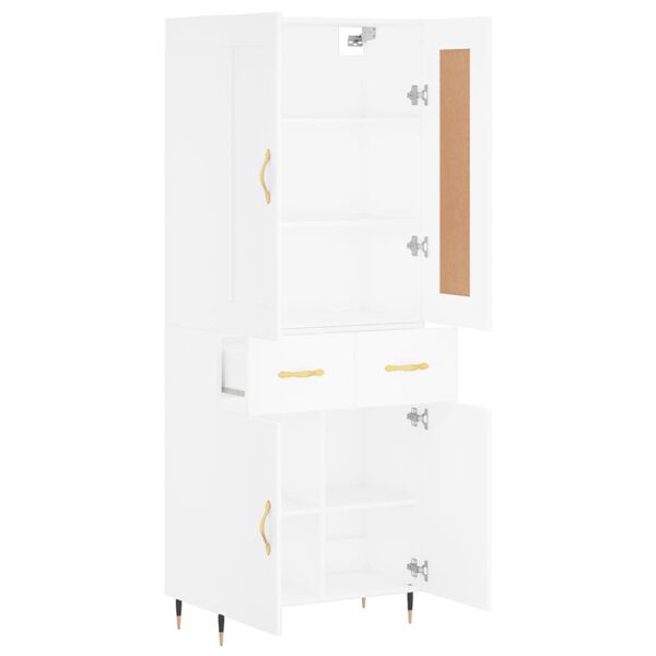 vidaXL Highboard hvit 69,5x34x180 cm konstruert tre
