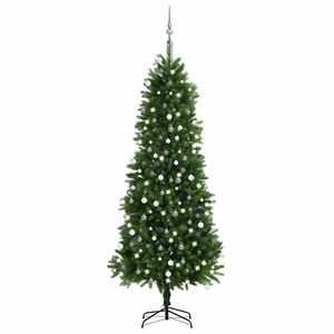 vidaXL Forh&aring;ndsbelyst kunstig juletre med kulesett 240 cm gr&oslash;nn