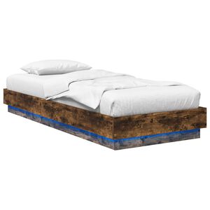vidaXL Sengestativ med LED R&oslash;kt Eik 80 x 200 cm Konstruert tre