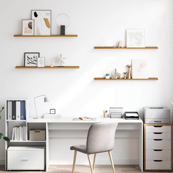 vidaXL Vegghylle med hylle 4 pcs Beige 100 x 9 x 3 cm Konstruert tre