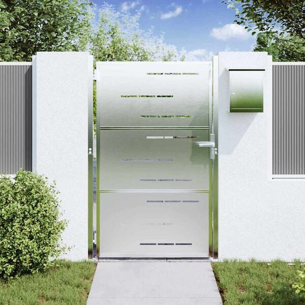 vidaXL Hageport med lås sølv 100 x 150 cm Rustfritt Stål