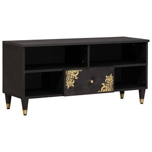 vidaXL TV-skap med skuff Svart 100 x 33 x 46 cm Massiv mango tre