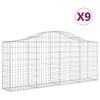 vidaXL Gabionkurver buede 9 stk 200x30x80/100 cm galvanisert jern