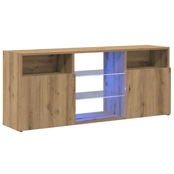 vidaXL TV-benk med LED-lys artisan eik 120x30x50 cm konstruert tre