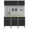 vidaXL Sett med arbeidskabinetter med skuff med lagring 8 pcs Svart