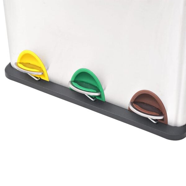 vidaXL Pedalbøtte for resirkulering rustfritt stål 24 L