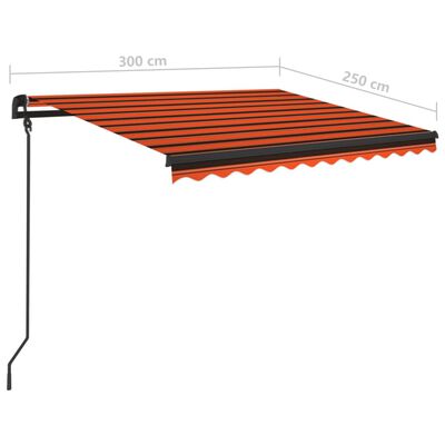 vidaXL Automatisk markise med LED og vindsensor 3x2,5m oransje og brun