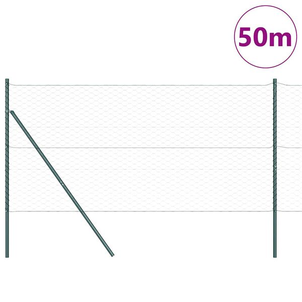 vidaXL Gjerdepåle grønn 50 x 1,4 m (50 mm maskestørrelse) Stål og PVC