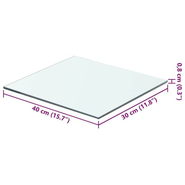 vidaXL Hyllepaneler 2 stk klart glass 40x30 cm