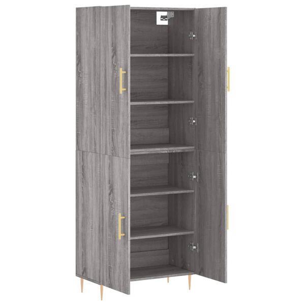 vidaXL Highboard gr&aring; sonoma 69,5x34x180 cm konstruert tre
