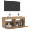 vidaXL TV-benk med LED-lys artisan eik 90x35x40 cm konstruert tre