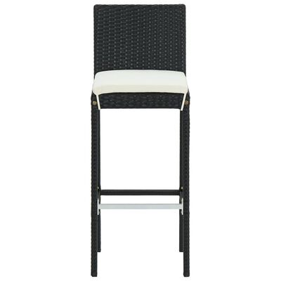 vidaXL Utendørs barstoler med puter 2 stk svart polyrotting
