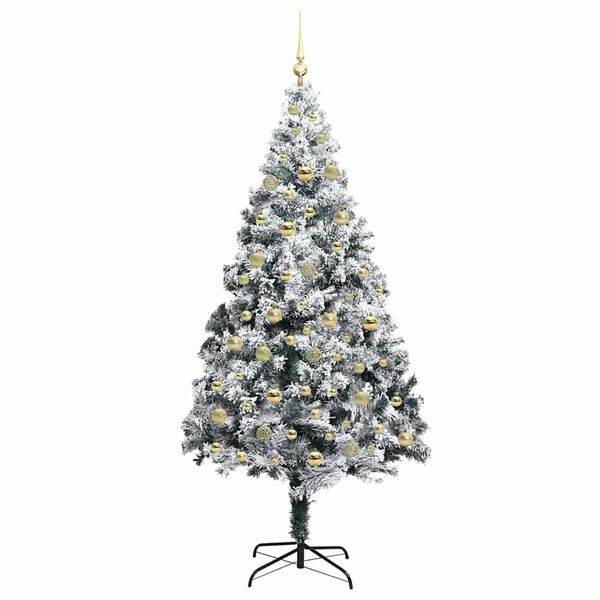 vidaXL Kunstig juletre med 300 LED grønn 210 cm PVC og Stål og Plast