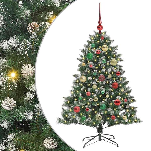 vidaXL Kunstig juletre med 150 LED gr&oslash;nn 120 cm PVC og plast og st&aring;l