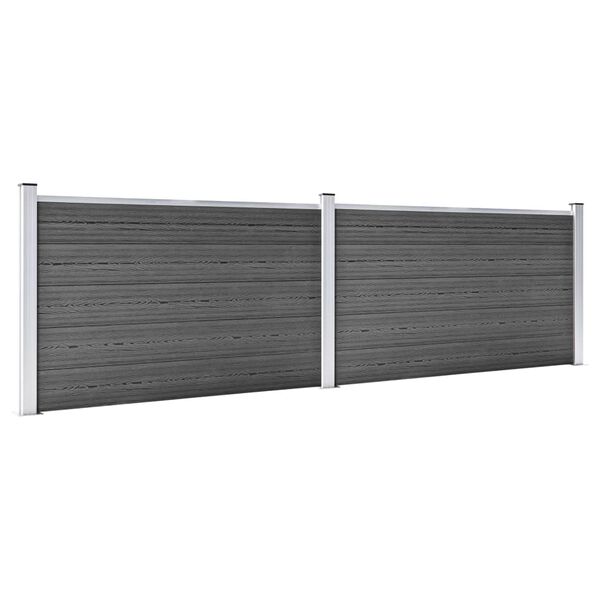 vidaXL Gjerdepanelsett WPC 353x105 cm svart