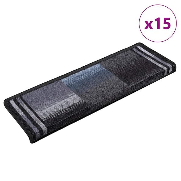 vidaXL Selvklebende trappematter 15 stk 65x21x4 cm svart og gr&aring;