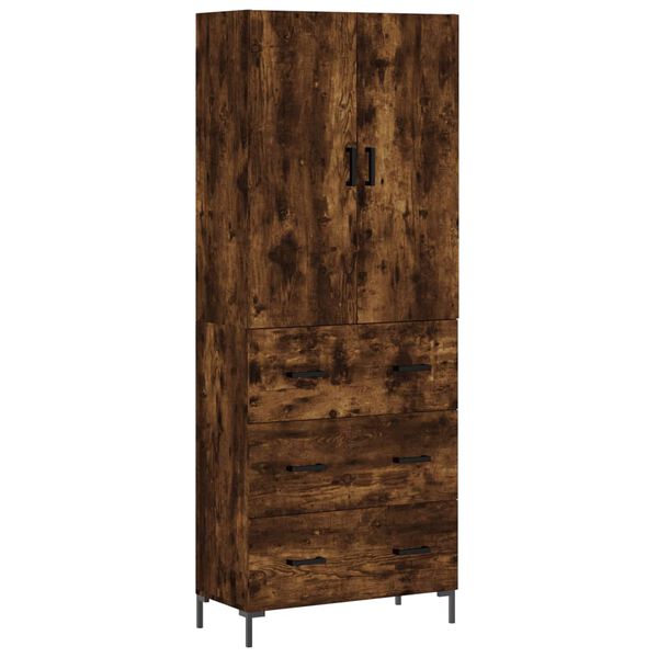 vidaXL Highboard r&oslash;kt eik 69,5x34x180 cm konstruert tre