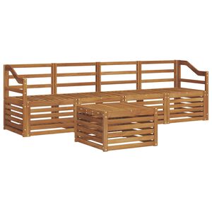vidaXL Sofasett 5 pcs Naturlig Solid akasietre