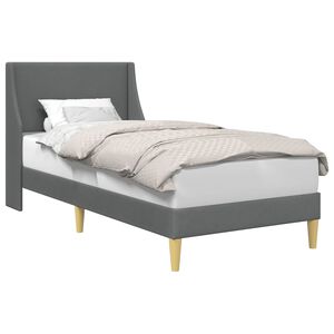vidaXL Sengestamme med hodegjerde M&oslash;rkegr&aring; 90 x 190 cm Stoff