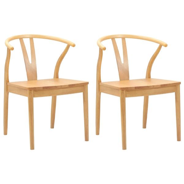 vidaXL Spisestuestol 2 pcs Naturlig Solid Gummitre