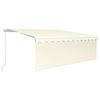 vidaXL Manuell uttrekkbar markise med rullegardin 4x3 m kremhvit