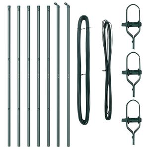 vidaXL Gjerdepunkter 7 pcs grønn Ø32mm 150 cm Galvanisert stål