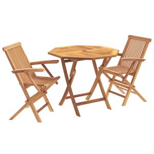 vidaXL 3-delt sammenleggbart hagebistrosett 3 stk. Naturlig