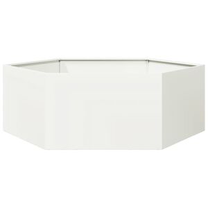 vidaXL Plantekasse hvit sekskantet 138x120x45 cm st&aring;l