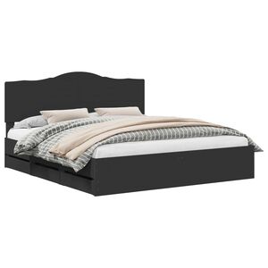 vidaXL Sengestamme med skuff Svart 200 x 200 cm Ingeni&oslash;rtre