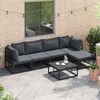 vidaXL Hagesofa Set med pute 6 pcs Svart Aluminium
