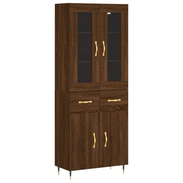 vidaXL Highboard brun eik 69,5x34x180 cm konstruert tre