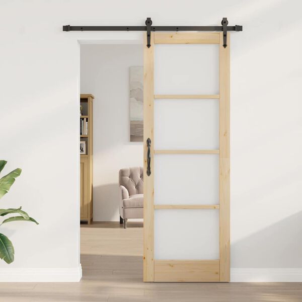 vidaXL Skyved&oslash;r ORKDAL Naturlig 73,5 x 211 cm Massivt furutre og glass