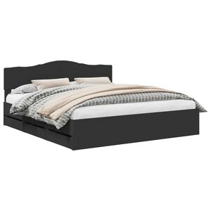 vidaXL Sengestamme med skuff Svart 200 x 200 cm Ingeni&oslash;rtre