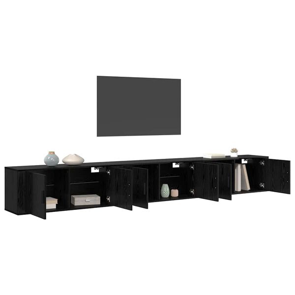 vidaXL Veggmontert TV-hylle sett 3 pcs Svart Eik 100 x 34,5 x 40 cm