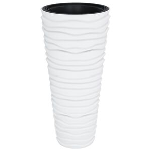 vidaXL Plantekasse med avtakbar potte hvit 18 / 45 L PP rillet