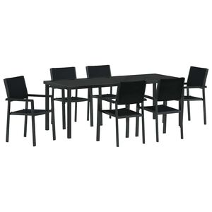 vidaXL Hage Spisegruppe 7 pcs Svart Pulverlakkert st&aring;l