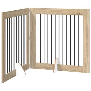 vidaXL Foldbar hundegitter med stativer 2 stk. Sonoma eik 200,5 cm