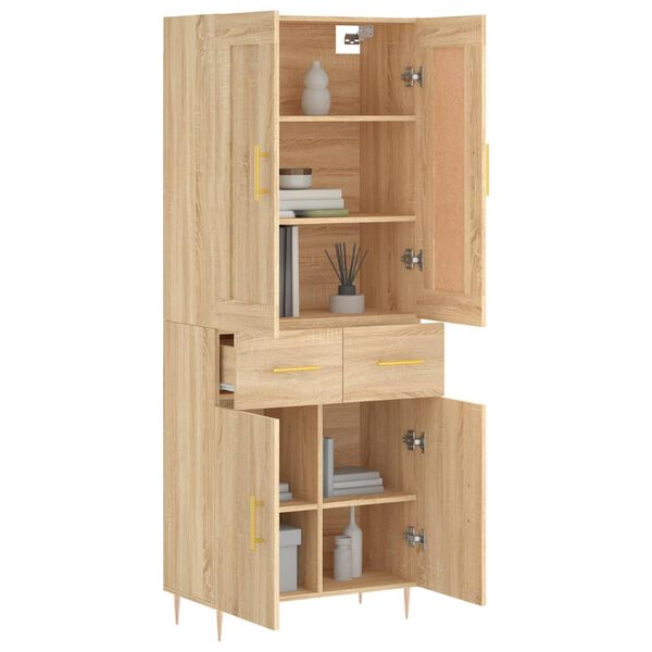 vidaXL Highboard sonoma eik 69,5x34x180 cm konstruert tre