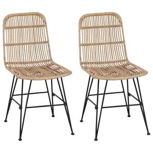 vidaXL Spisestol 2 pcs Naturlig 41 x 55 x 85 cm Rattan og St&aring;l