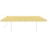 vidaXL Manuell uttrekkbar markise med stolper 5x3,5 m gul og hvit