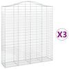 vidaXL Gabionkurver buede 3 stk 200x50x220/240 cm galvanisert jern